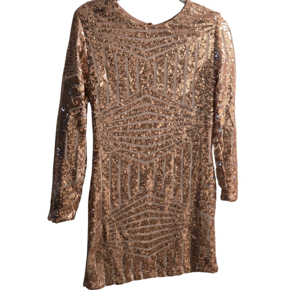 Bee Free Pink Backless Elegant Sequence Dress Siz… - image 1